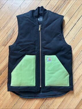 Super Rare Custom Carhartt Bomber Vest with Green Pockets - men’s size small